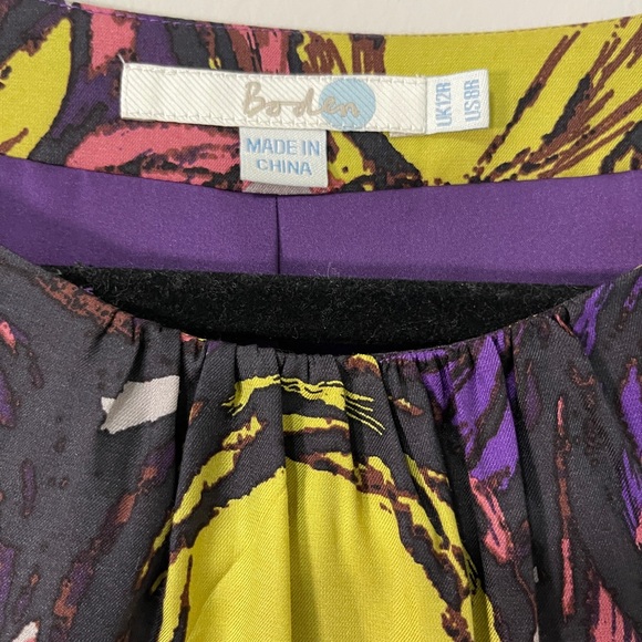 Boden Womens Dress Size 8R Purple and Green Abstract Silk Blend Knee Length - Picture 3 of 14